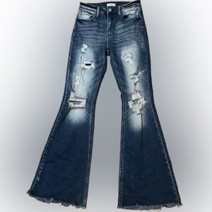 Artemis Vintage Distressed Blue Denim Flare Jeans Size 27